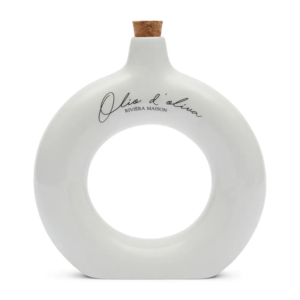 Håndlaget Eddik- og oljeflaske Olio D'Oliva Off White