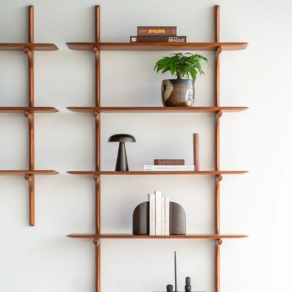  PI bokstøtte lakkert mørk brun mahogni -sett med 2 stk