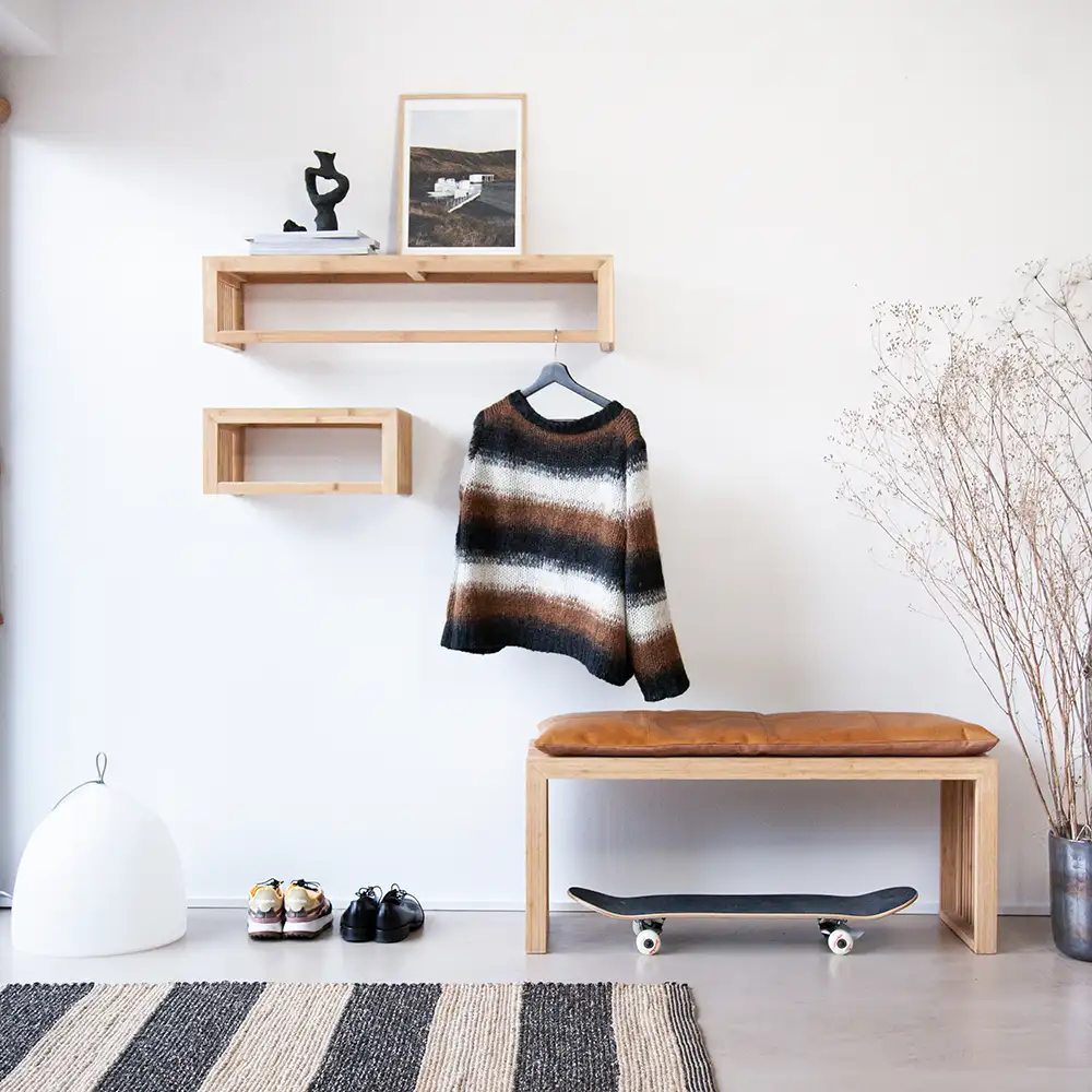 Rib Hattehylle 95 cm Bambus