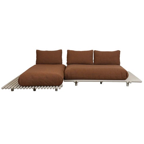 Sticks sofa m/ sjeselong Alu/umber brown