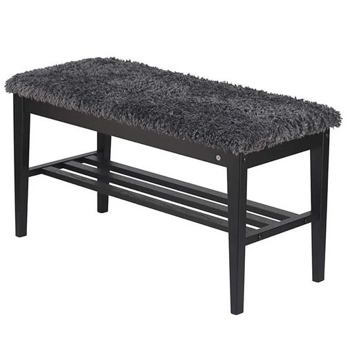 Nadja Bench Svartbeiset eik/safeskinn i mørkegrått utseende