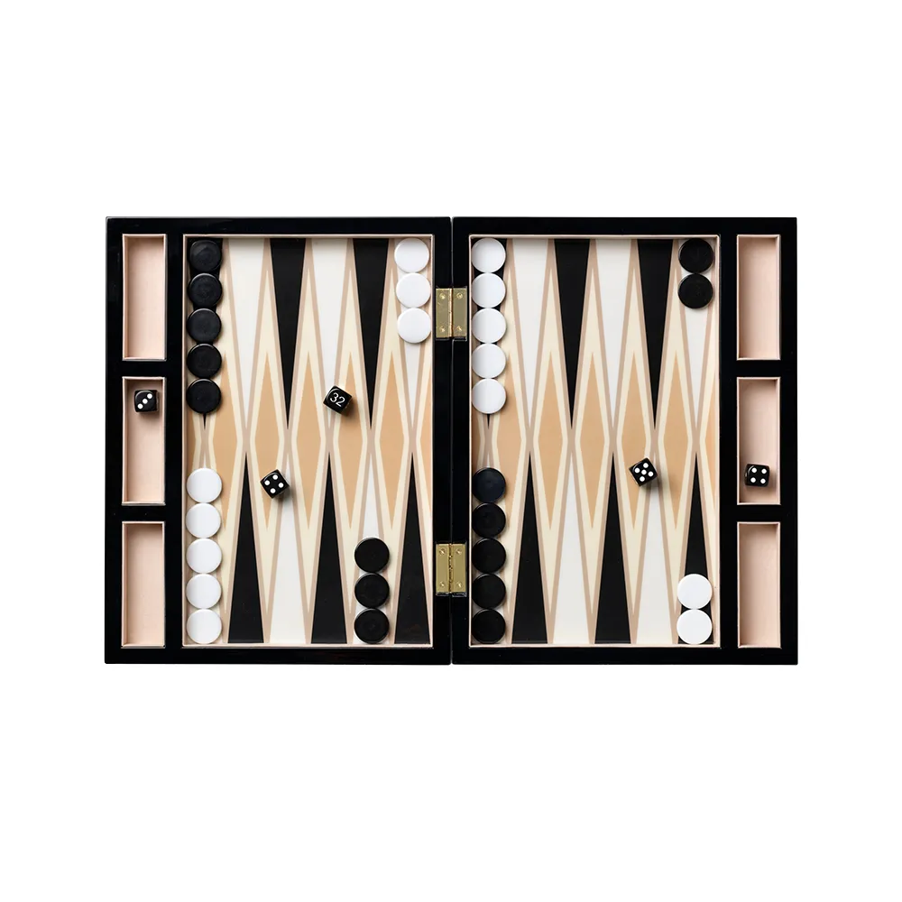 Backgammon Lakkert Black