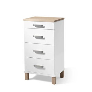 Nadja kommode H75 B40 Hvitlakkert/Hvitoljet eik/Grundstål