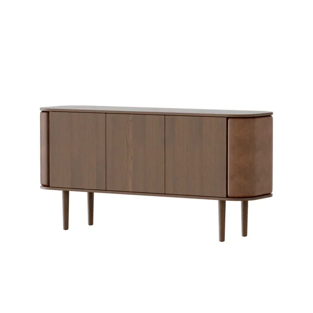 Treasures 3-dørs skap mørk eik/Brown faux leather