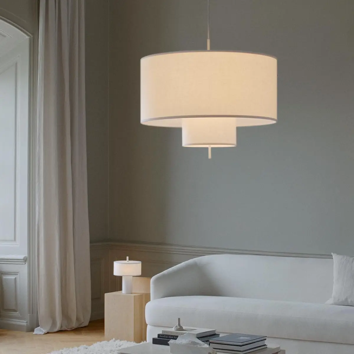 Margin Pendellampe Ø90 Hvit Canvas