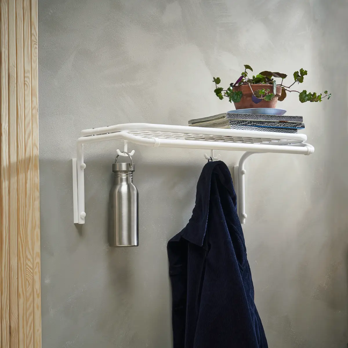 Classic Hatthylle enkel 100 cm Hvit Krom