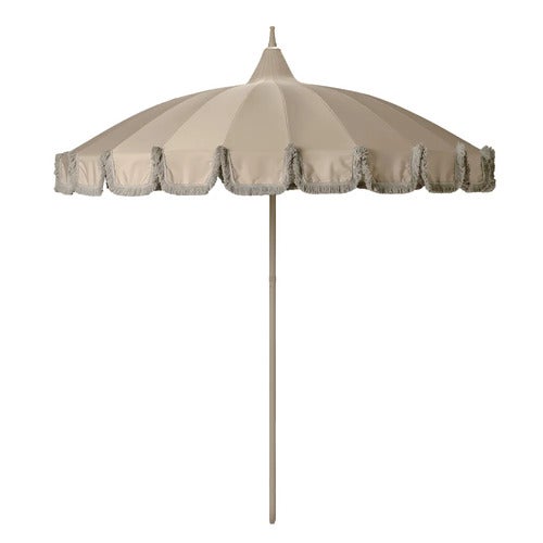 Parasoll med frynser Ø240 cm Beige