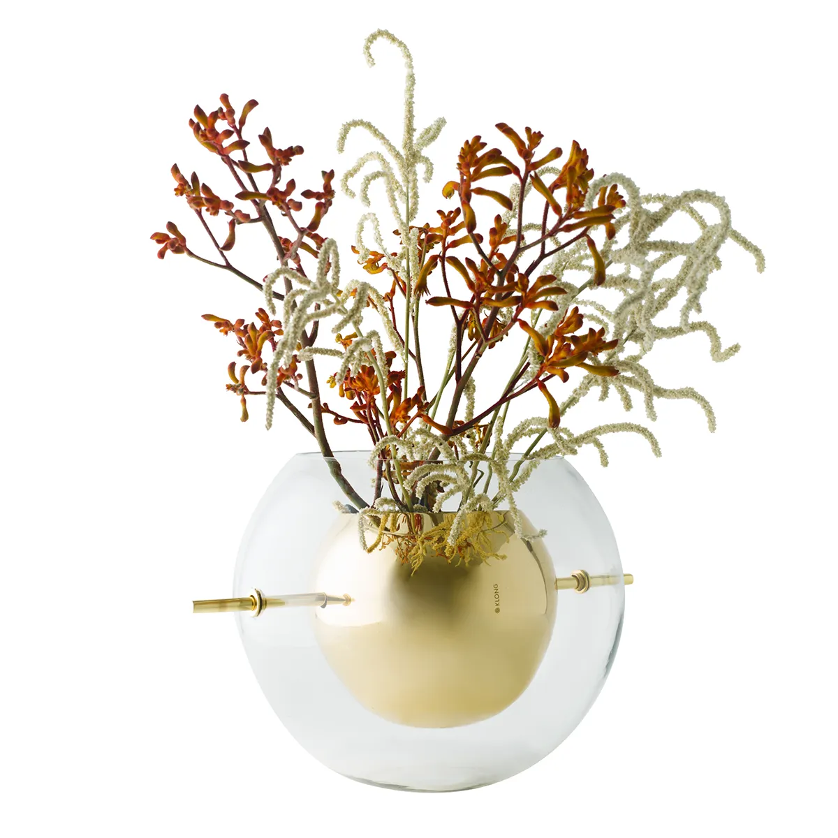 Klong, Alba Round Vase Ø30xH25 cm Munblåst Glass och Messing Klong