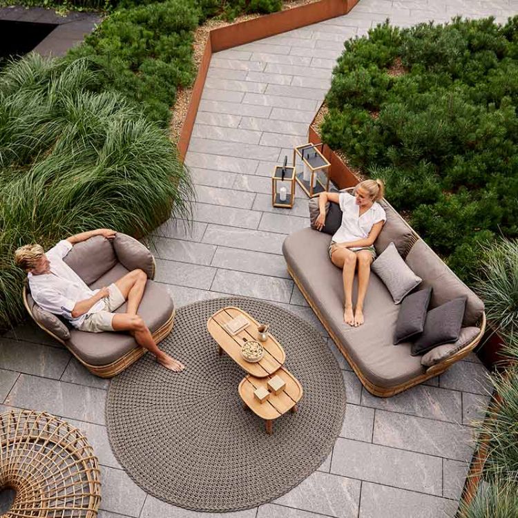 Loungesofa Basket Natural Artificial Wicker Incl Light Airtouch Putesett