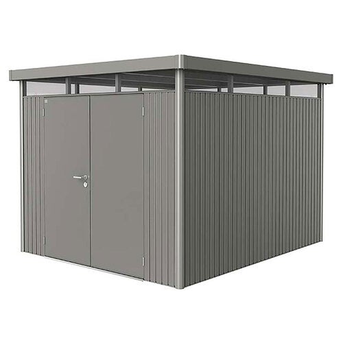 Highline hagebod med dobbel dør størrelse h5 metallic kvartsgrå Biohort
