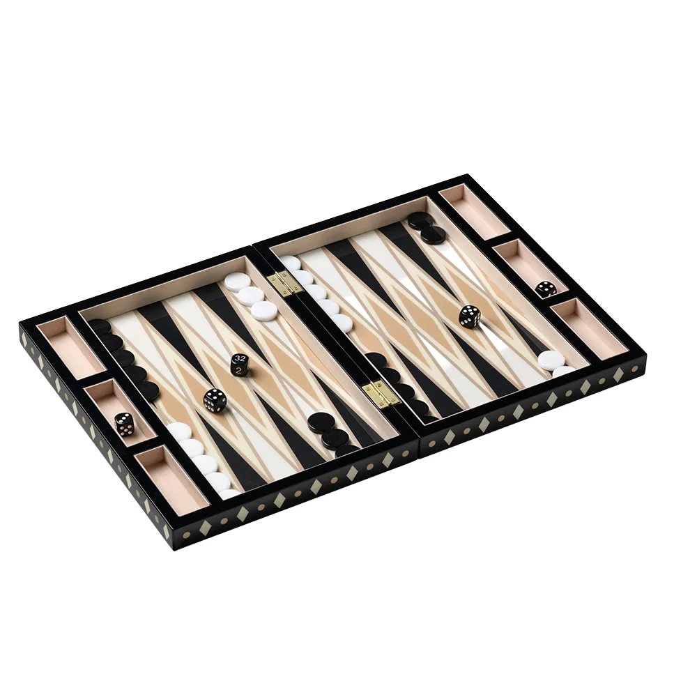 Backgammon Lakkert Black