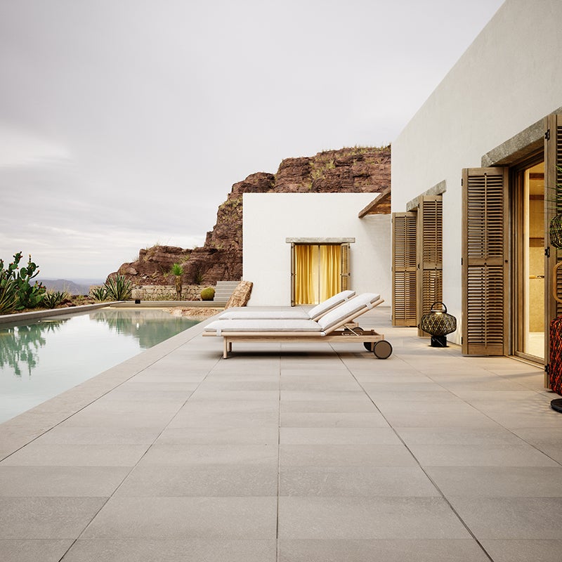 TIBBO solseng i teak med hjul 