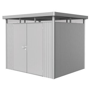 Highline hagebod med dobbel dør størrelse h3 metallic sølv Biohort