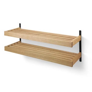 Nadja Skohylle 100 cm 2 nivåer veggmontert Oljet eik/mattsvart stål