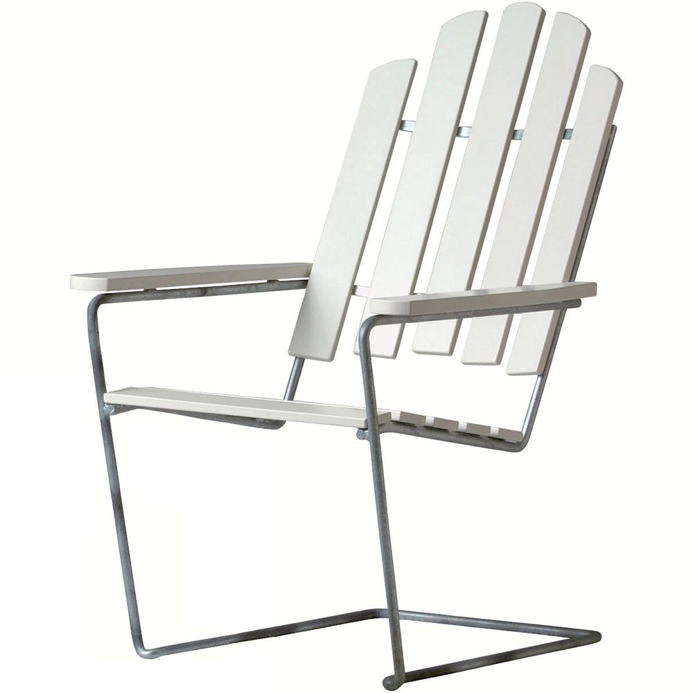 A3 solstol hvitlakkert eik/varmforsinket Stativ Grythyttan Stålmöbler