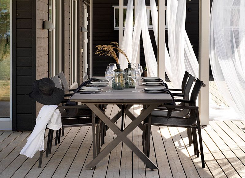 Hillmond Spisebord 100x166-226 cm hvit/grå