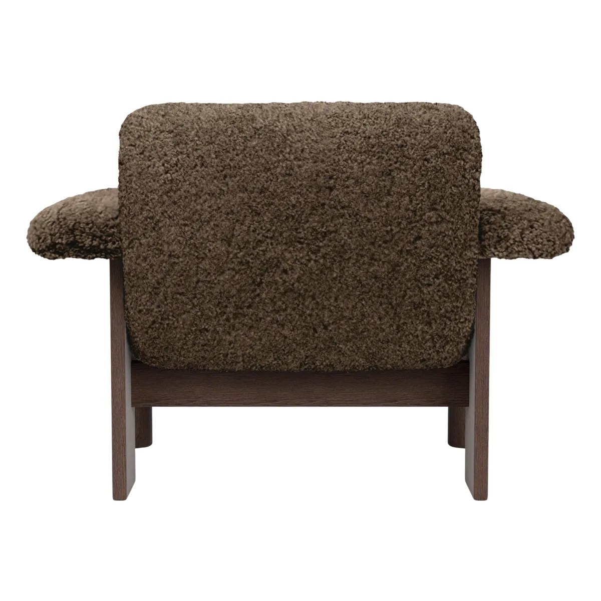 Brasilia loungestol lav rygg, mørkbeiset massiv eik, Sheepskin Nevotex Root
