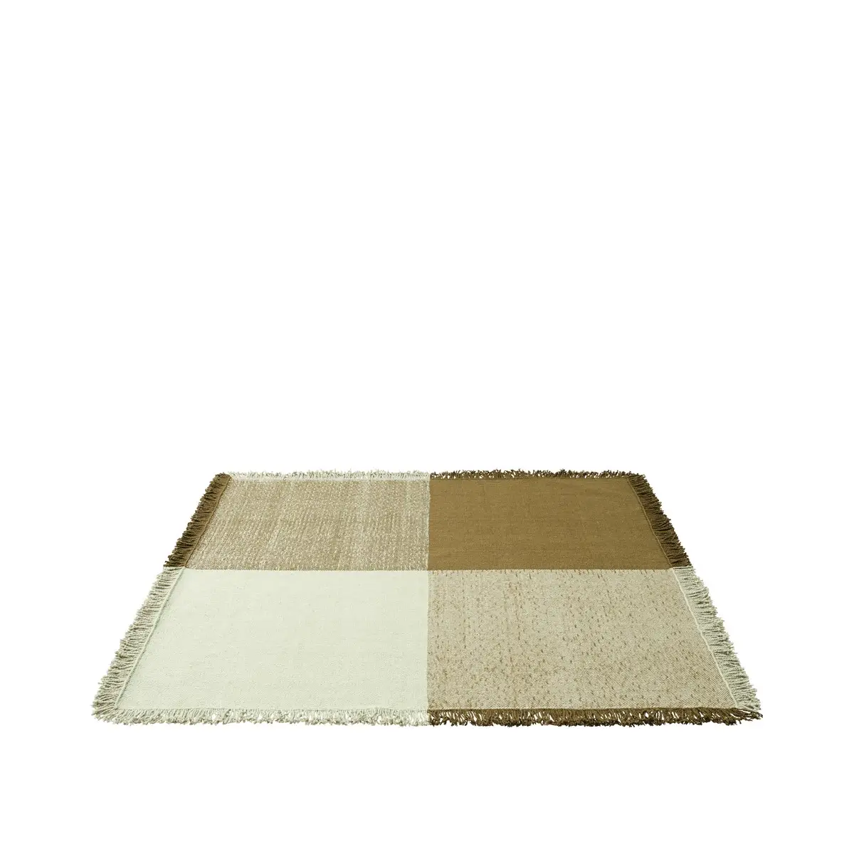 Verso teppe – 258 x 258 cm – Lysegrønt / varmt brunt