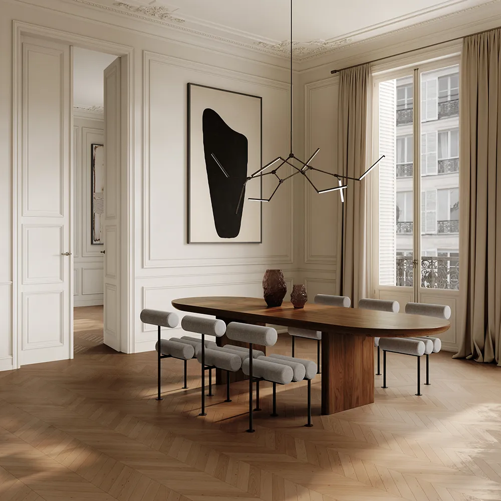 Hiro spisestol svart ramme - lin