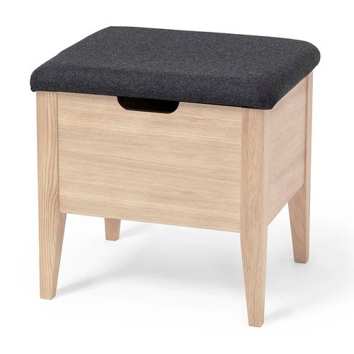 Klinte benk 45 cm hvitoljet eik med ulltekstil  