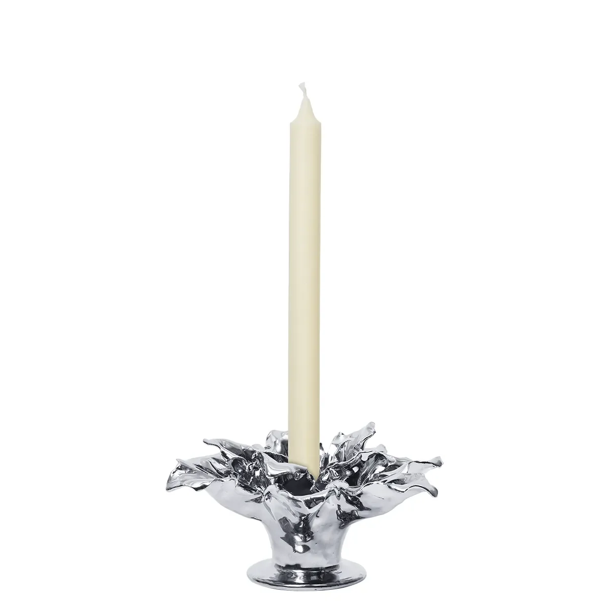 Lysestake Holly Leaf Silver Ø 12 cm