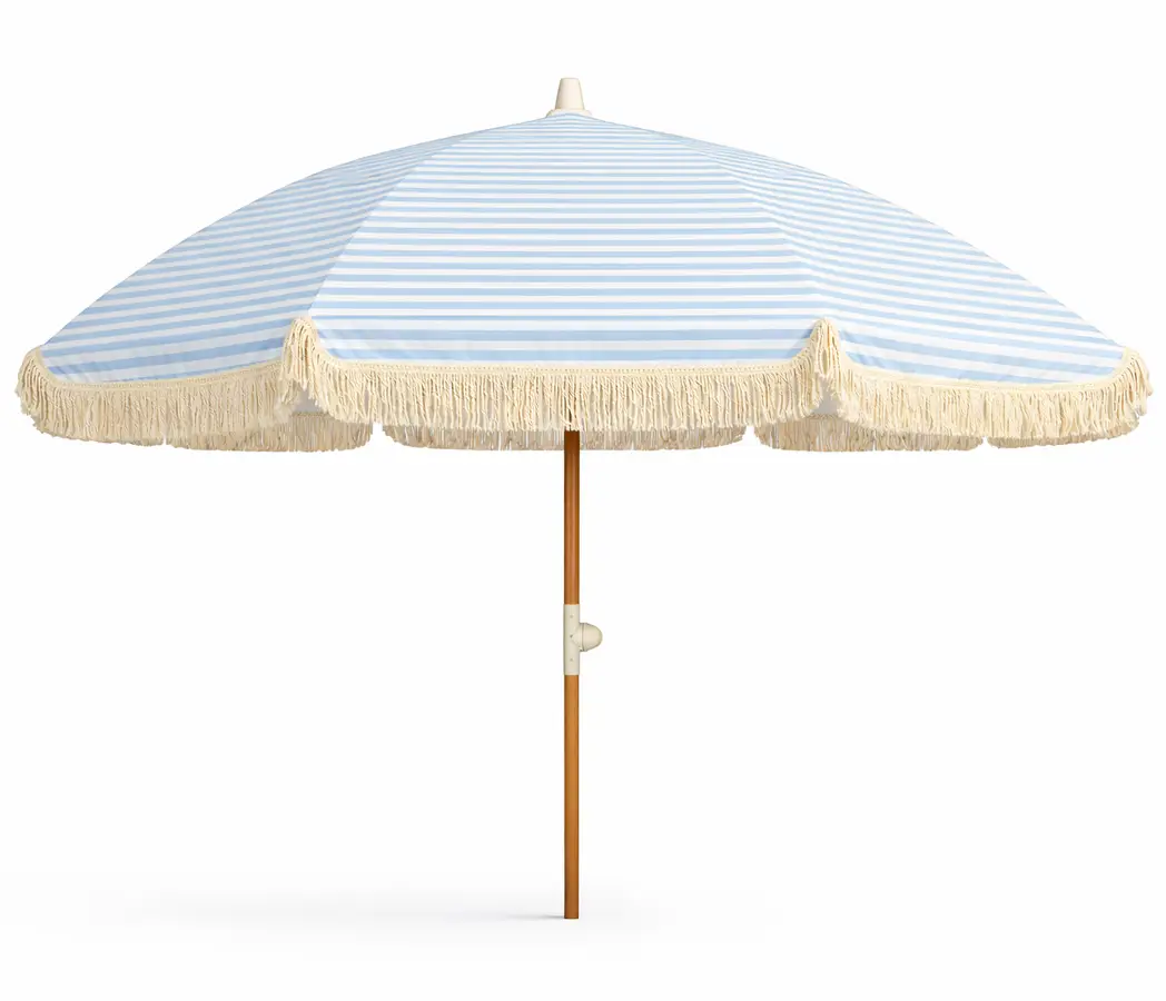 Parasoll 200 cm blå/hvit