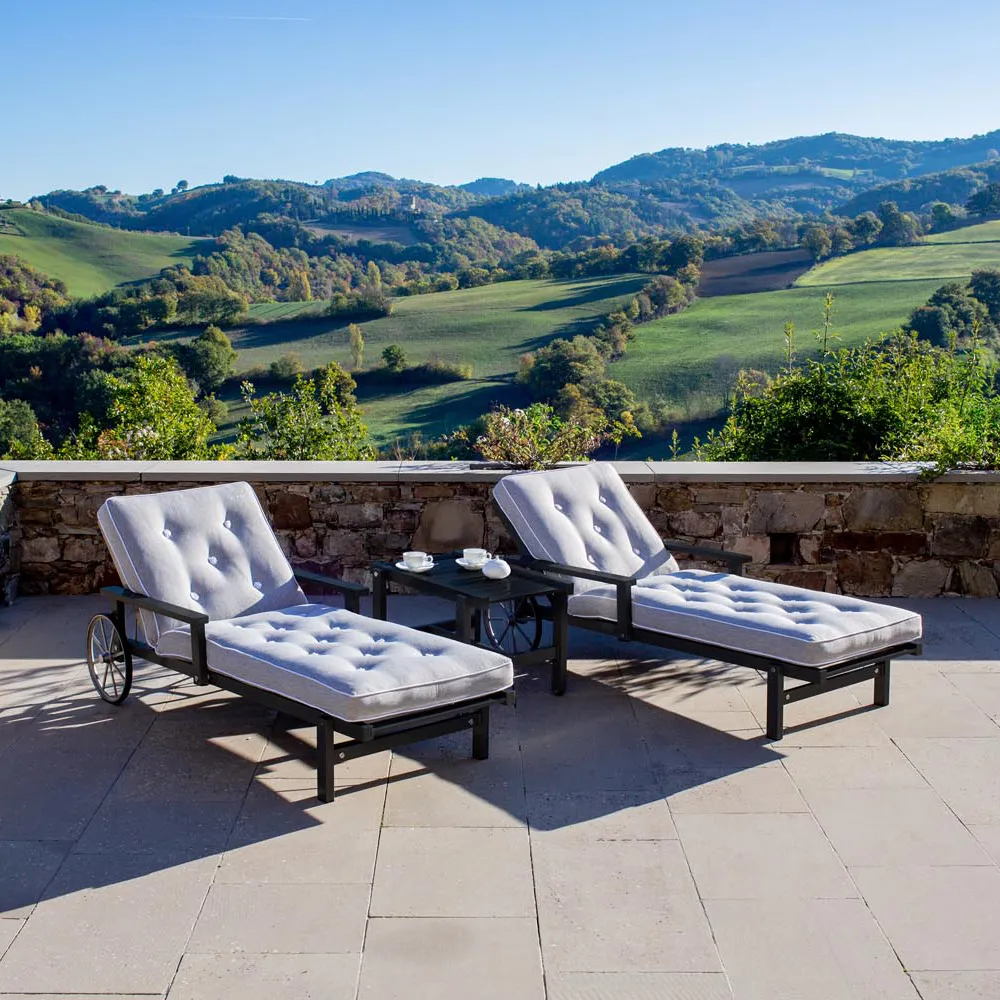 Solseng med armlener aluminium sort 