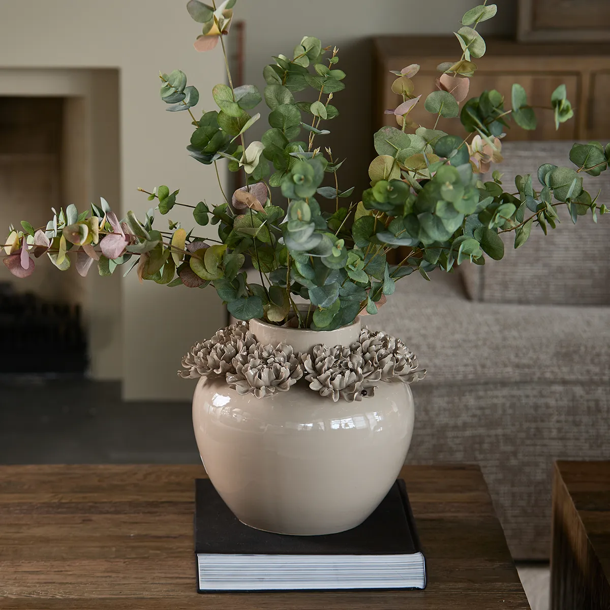 Håndlaget Vase Blossom Edge H31 cm Flax