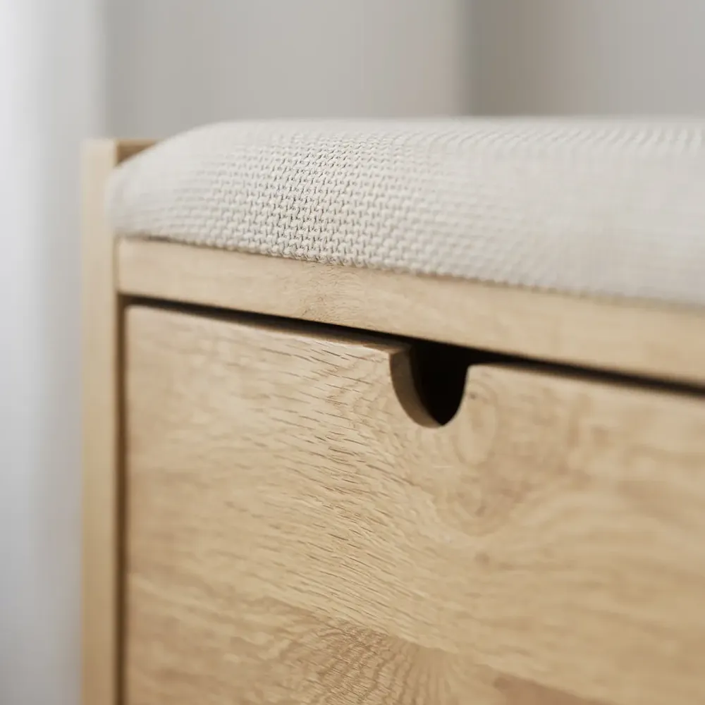 Hillmond oppbevaringsbenk 80 cm eik/beige stoff