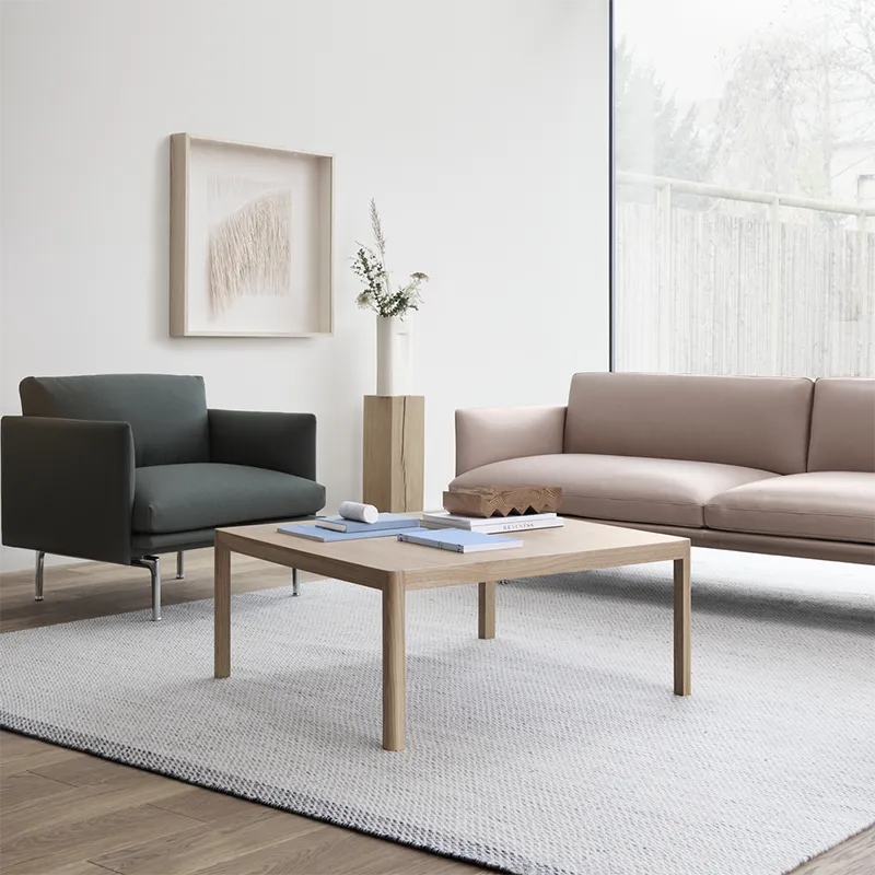 Workshop sofabord 86 x 86 cm - Oak Veneer Oak