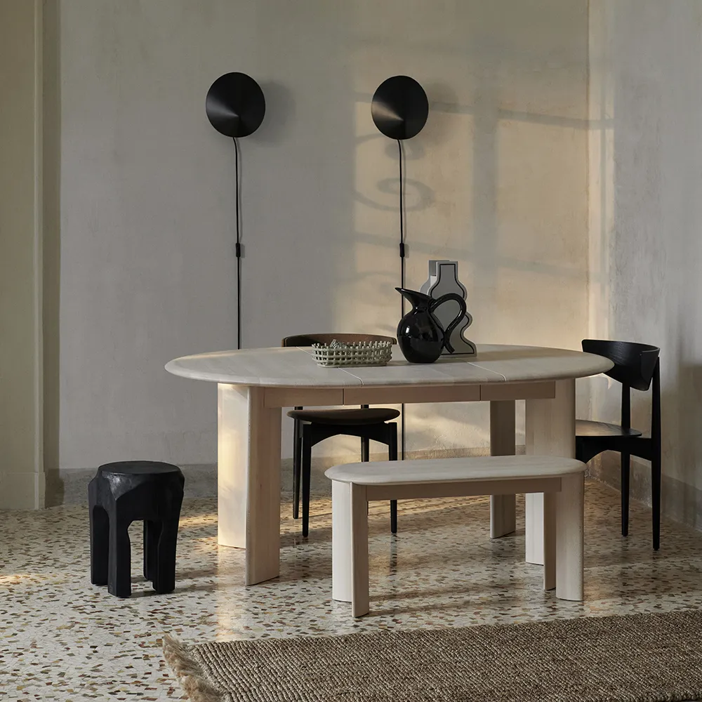 Bevel Spisebord 117-217x117 cm - White Oiled Beech