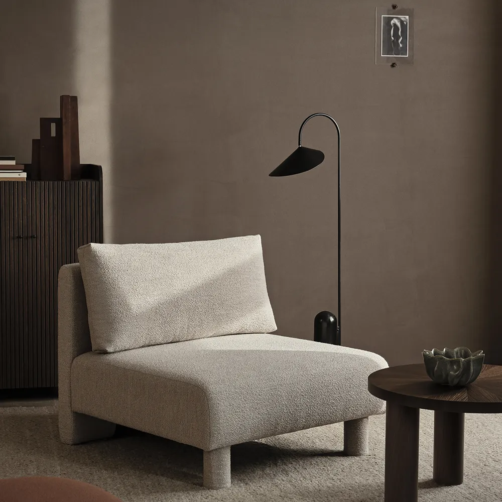 Justerbar Gulvlampe med Travertinfot Arum Black