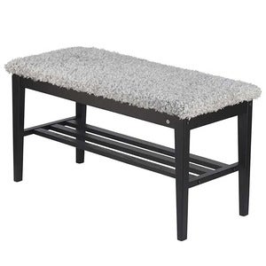 Nadja Bench Svartbeiset eik/safeskinn i lysegrått utseende