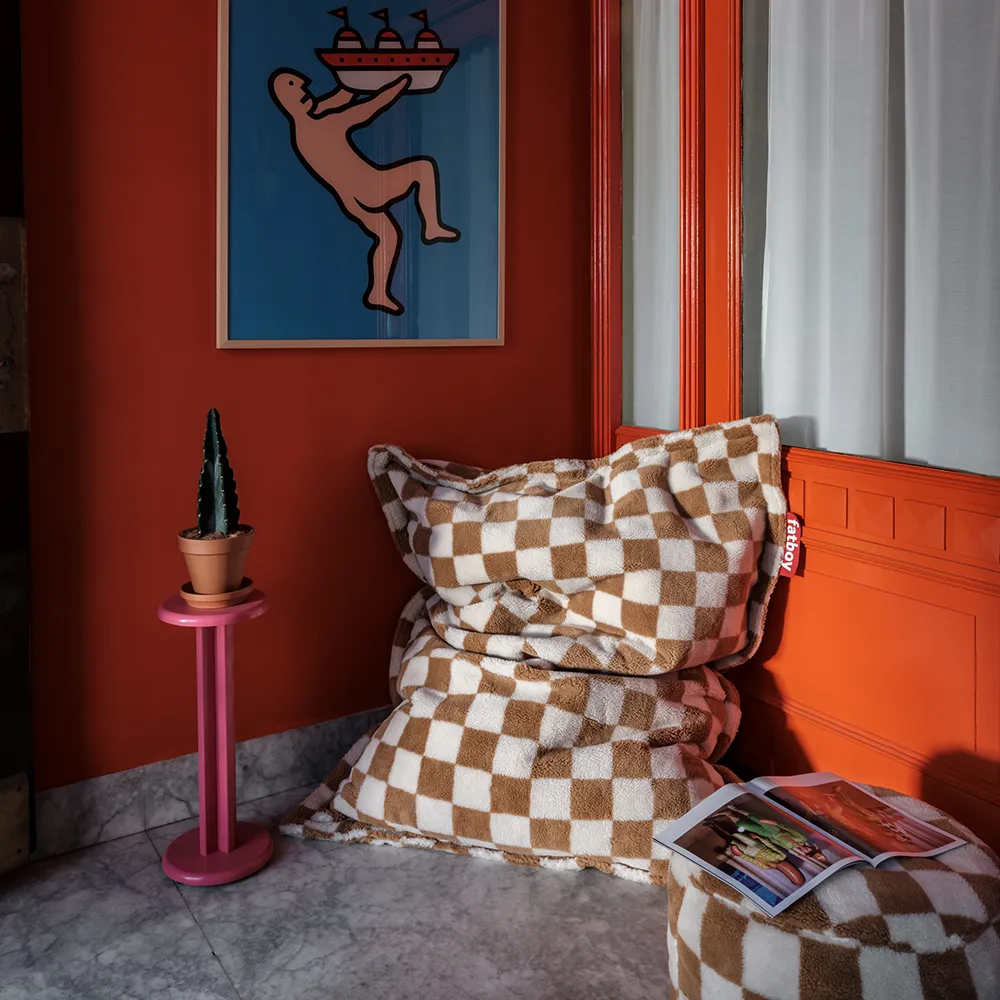 Point Teddy pouf Chess Almond Creme