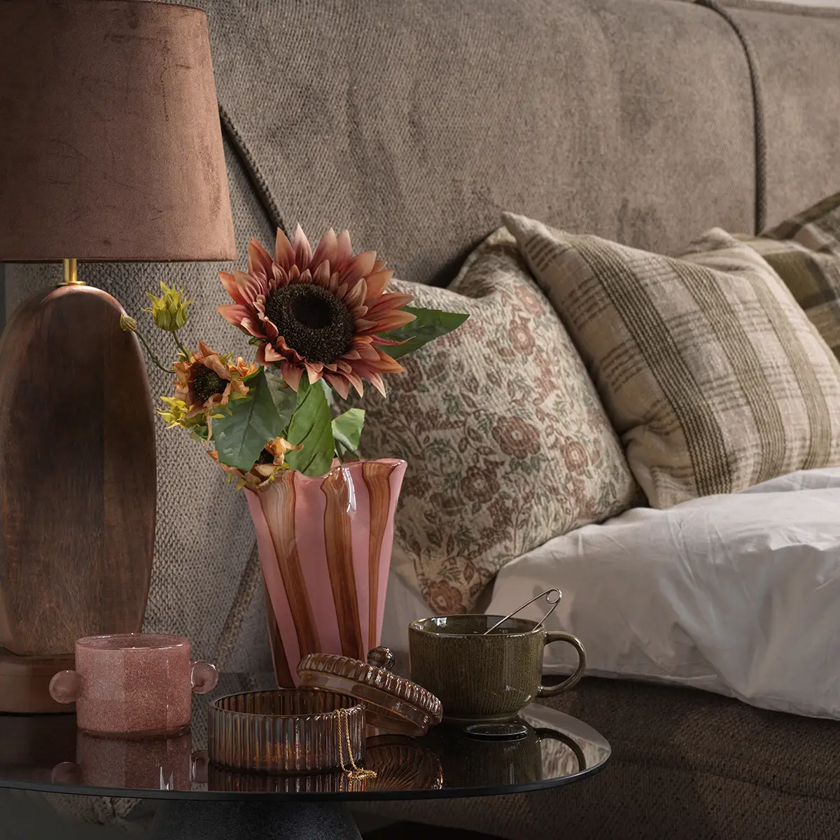 MIMOSA-vase rosa/brun