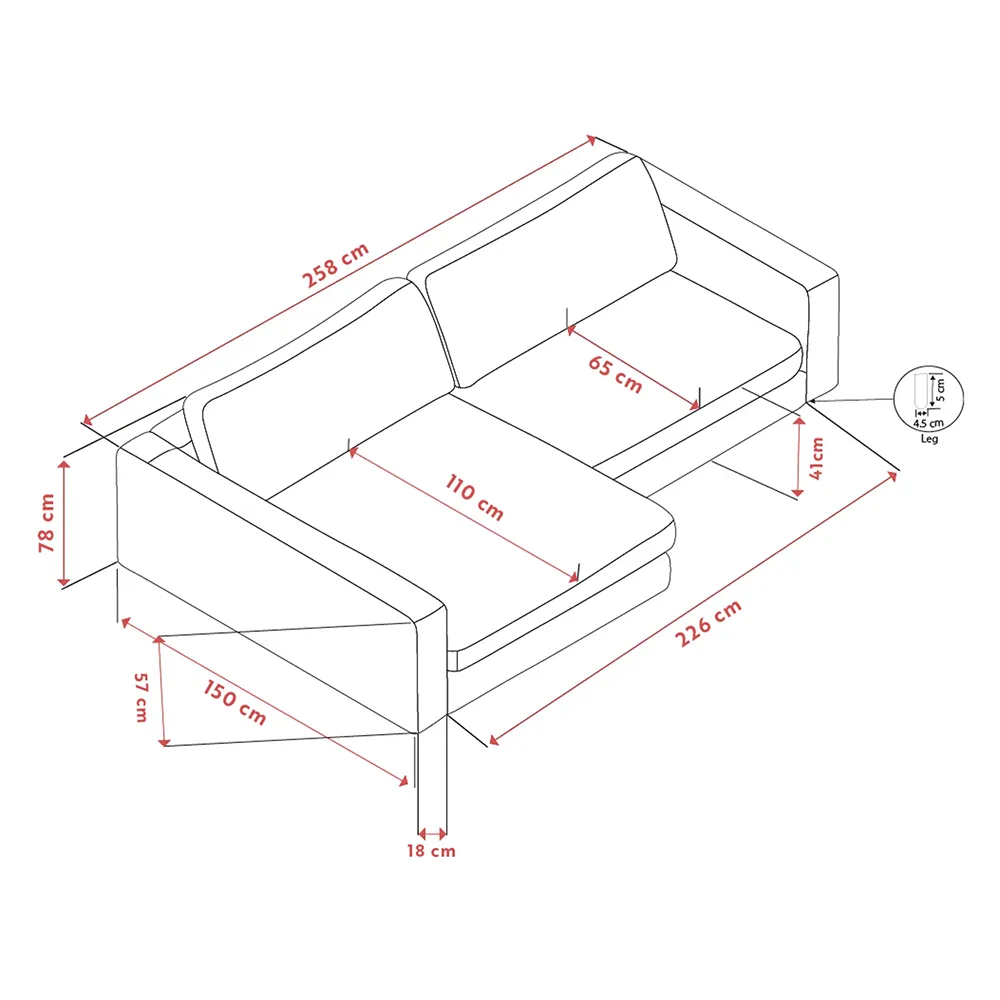 Duncan sofa 3-seter med chaiselong til venstre stoff Robin lysegrå