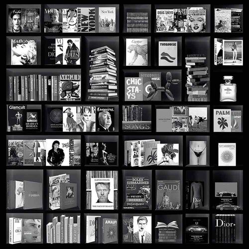 Veggdekorasjon Book Case Fashion Black 100 x 100 cm Artwood